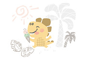 Dinosaurs on the beach. Kids vector, an Animal Illustration by MeadowFox (Thumbnail 7 of 10)