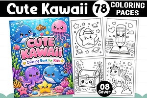 Cute Kawaii Coloring Pages, a Decorative Illustration by Design Station