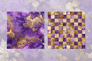 Purple And Gold Seamless Patterns