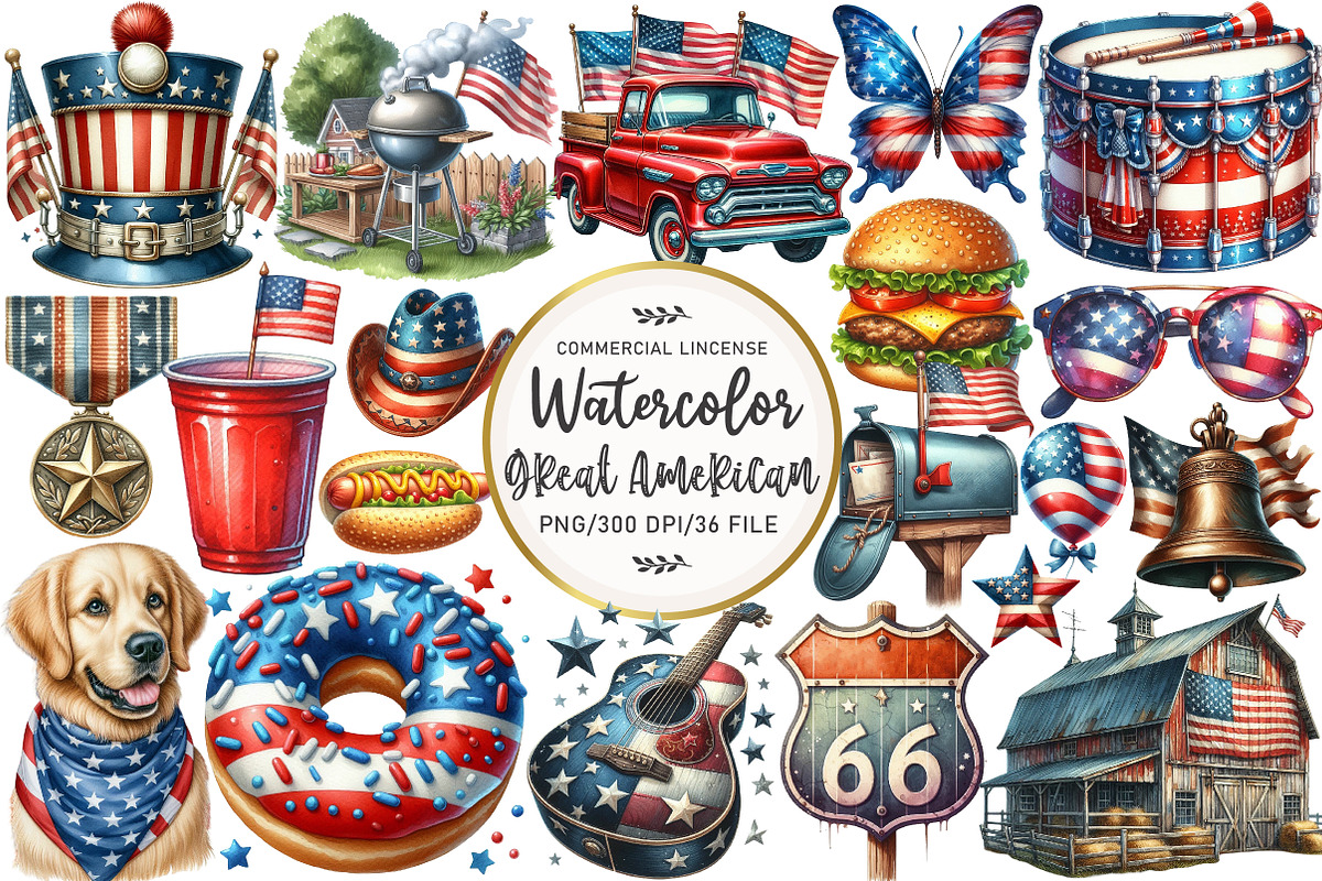 The Great American Clipart Set, an Illustration by OK Design (Photo 1 of 5)