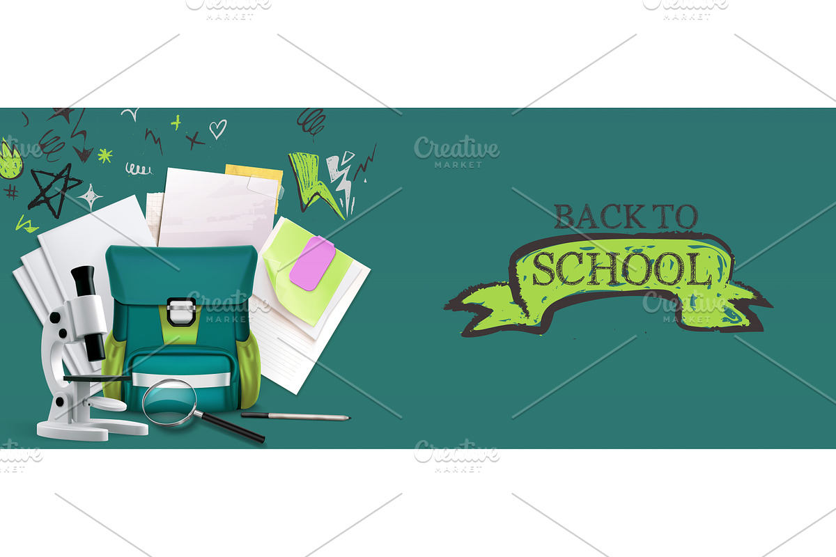Back to school 3d scene with, an Object Illustration by art PVP - market