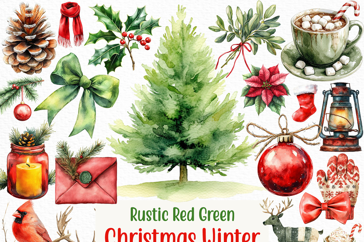 Rustic Red Green Christmas Winter, an Illustration by Craft Nest (Photo 1 of 5)