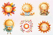 Cute Autumn Sun Clipart, an Illustration by CreationArt (Thumbnail 2 of 9)