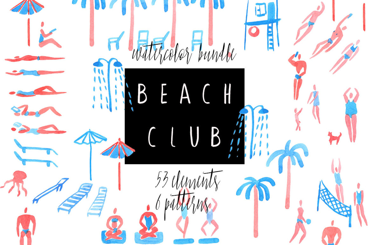 Beach club. Watercolor bundle, a Pattern Graphic by Anyuka (Photo 1 of 3)