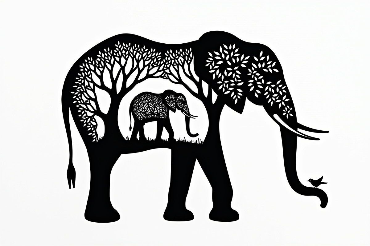 Silhouette of a Cute Elephant vector, an Illustration by Amazin_art (Photo 3 of 21)