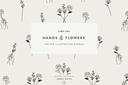 Hand and Flower Logo Elements, an Illustration by Studio Edyth (Thumbnail 1 of 4)