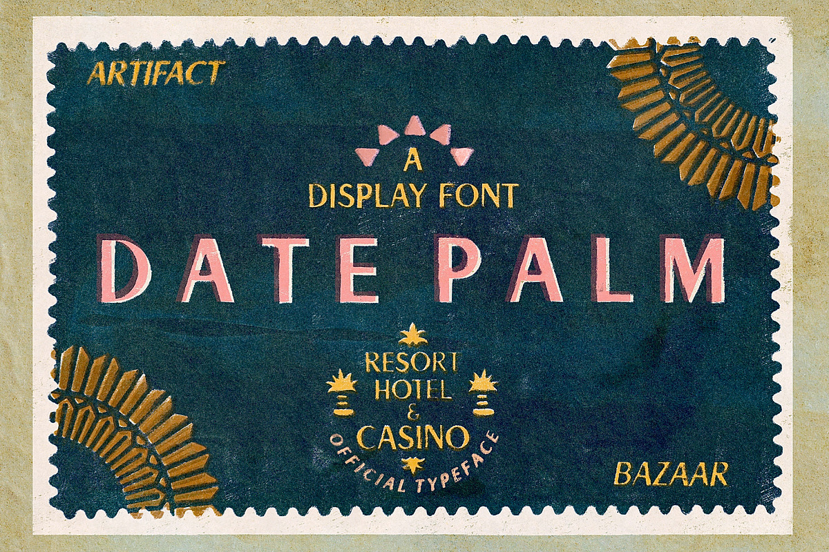 Datepalm | Tropical Stamp Sans, a Sans Serif Font by Artifact Bazaar (Photo 1 of 6)