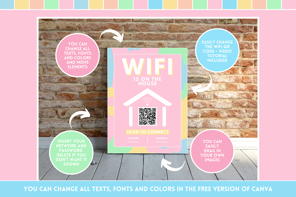 Pastel WiFi QR Code Sign, a Stationery Template by SunshineStudioBoutique (Photo 7 of 10)