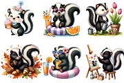 Watercolor Cute Skunk Clipart, an Illustration by DreamArtGraphic (Thumbnail 3 of 5)