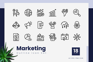 Marketing Outline Icons, an Outline Icon by Zeer Graphic