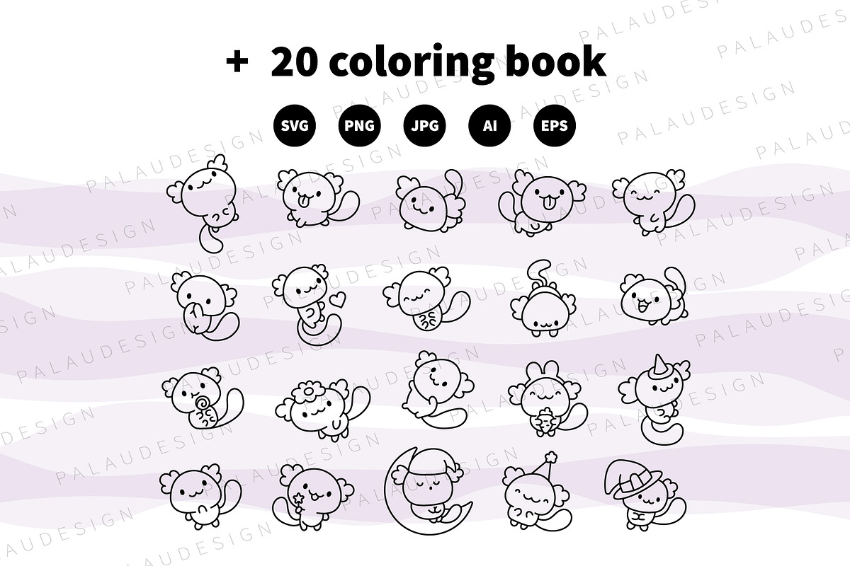 Cute Kawaii Axolotl Pet Character, an Animal Illustration by Palau (Photo 11 of 12)