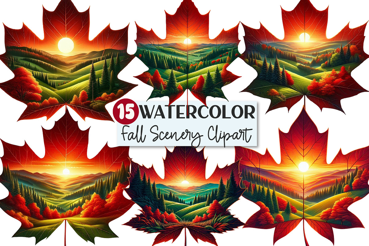 Fall Scenery Autumn Sunset Clipart, an Illustration by Rose Art (Photo 1 of 8)