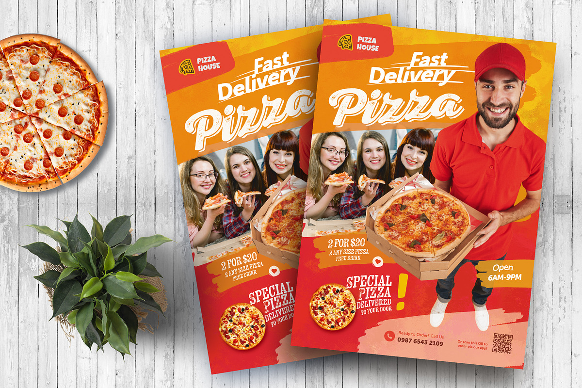 Fast Delivery Pizza Flyer, a Flyer Template by Boostock (Photo 1 of 4)