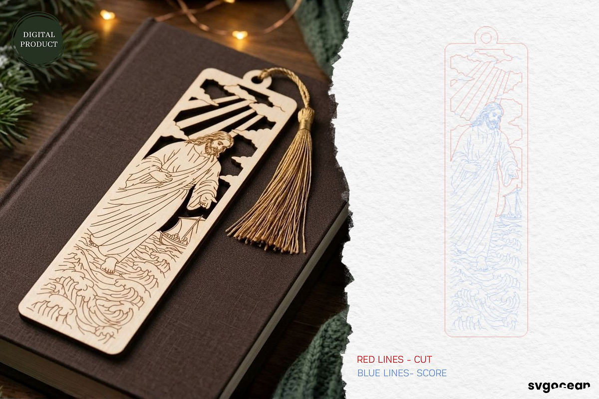 Wooden Jesus Bookmarks SVG Bundle, a Decorative Illustration by svgocean (Photo 9 of 13)
