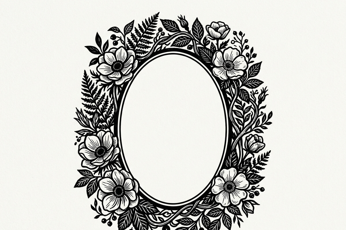 50 Elegant Floral Oval Mirror Frame, a Decorative Illustration by Amazin_art (Photo 12 of 34)