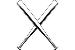 Black And White Crossed Baseball Bat, an Illustration by HitToon