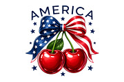 America Cherry Bow PNG Design, a Seasonal Illustration by DreamArtGraphic (Thumbnail 1 of 5)