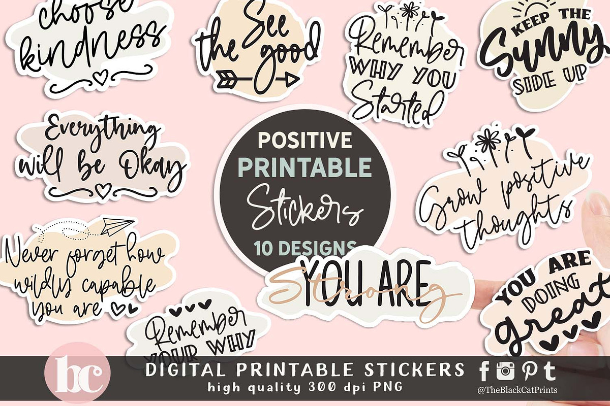 Positive Sticker Quotes PNG EPS, a Person Illustration by TheBlackCatPrints (Photo 1 of 4)