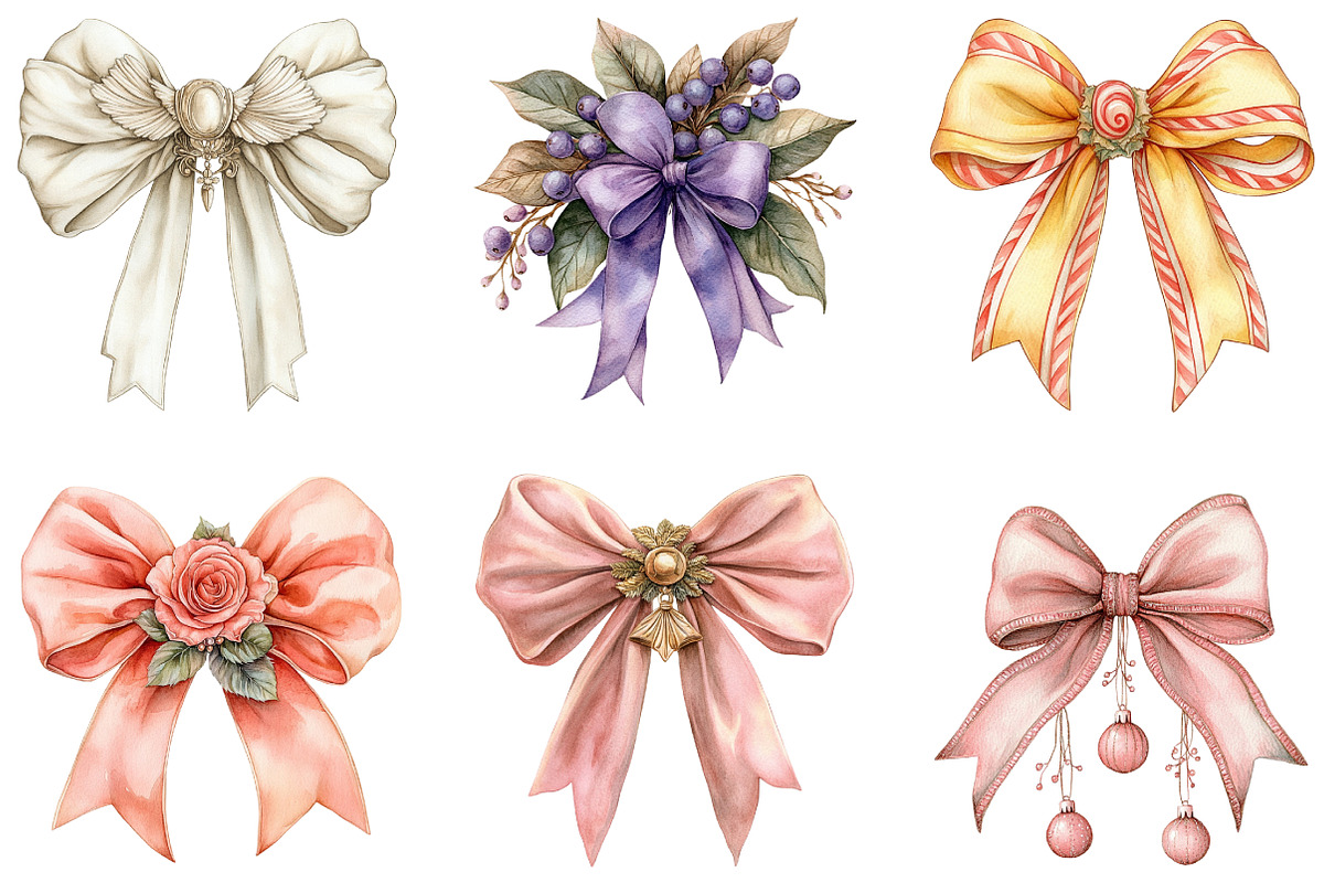 Coquette Christmas Bow Clipart, an Illustration by DreamArtGraphic (Photo 5 of 5)
