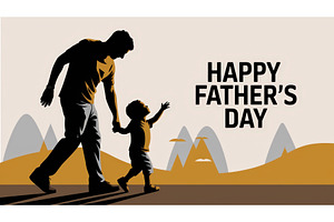 Silhouette of a father holding hands, an Illustration by tilialucida