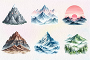 Watercolor Mountain Clipart, an Illustration by CreationArt (Thumbnail 8 of 9)