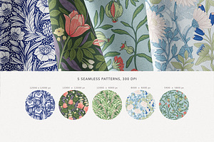 William Morris Style Patterns Set