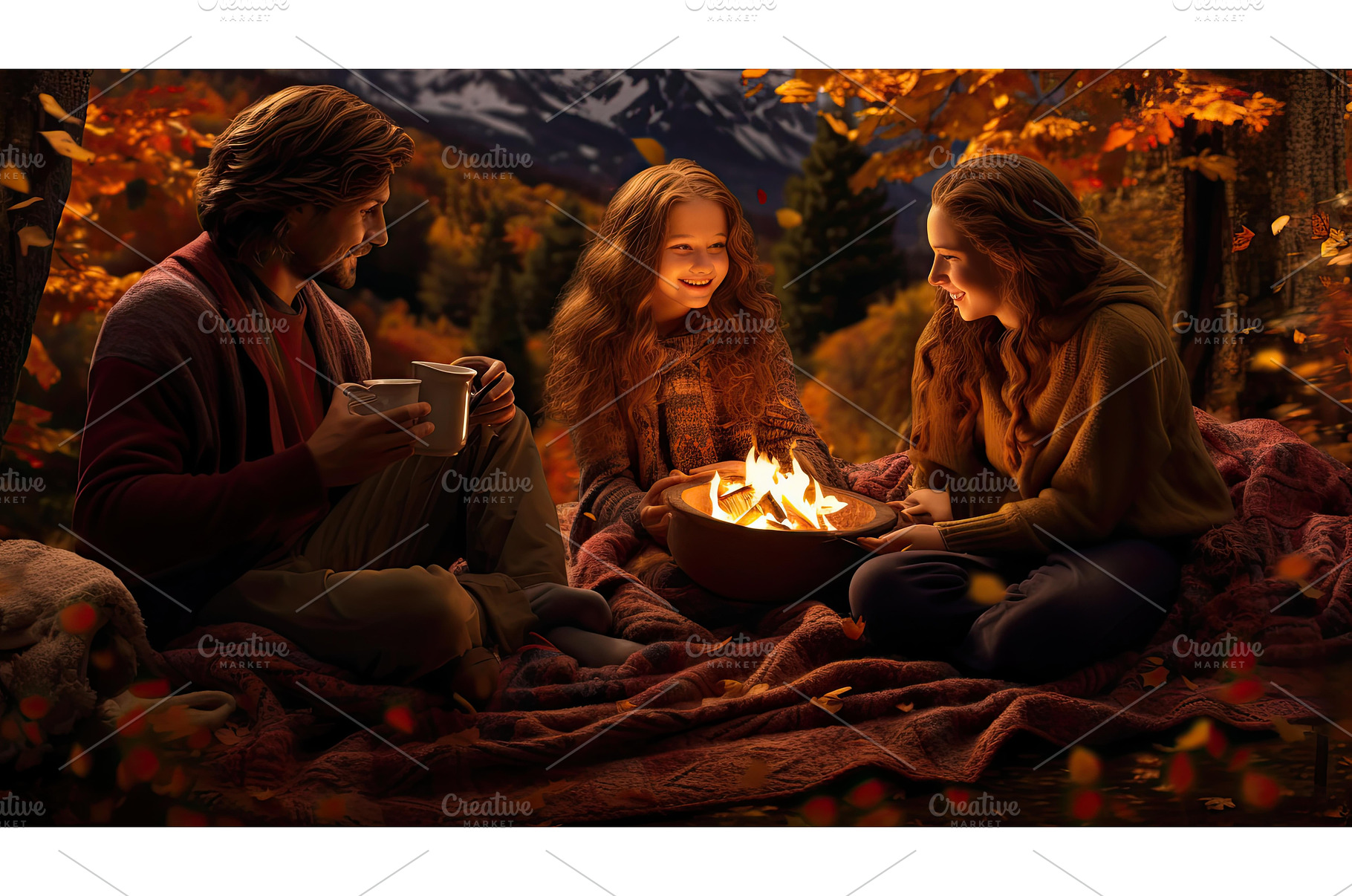 warmth cozy family fall ai generated, a Person Photo by pikepicture