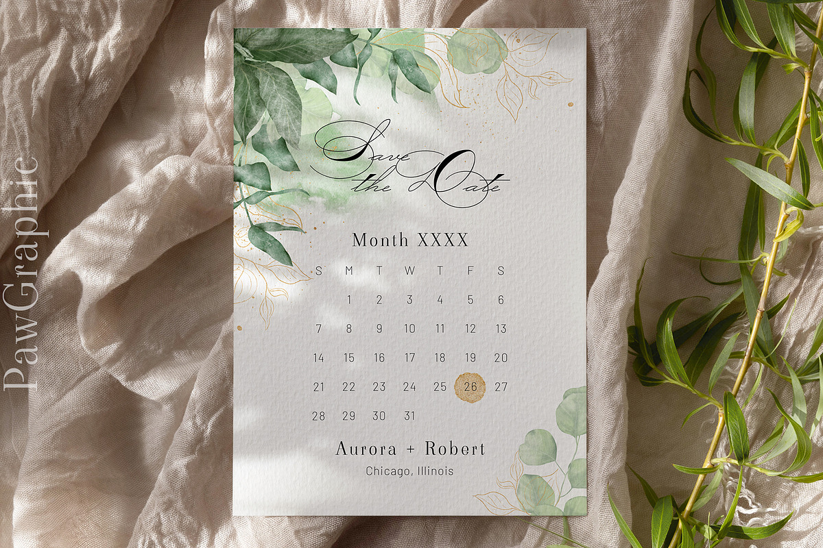 Save the Date Template Calendar Wedd, an Invitation Template by PawGraphic (Photo 3 of 10)