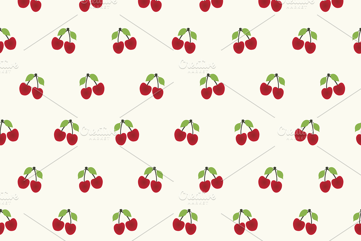 Cherries & Daisies Set of 7 Seamless, a Pattern Graphic by Amy Lynn Grover (Photo 3 of 10)