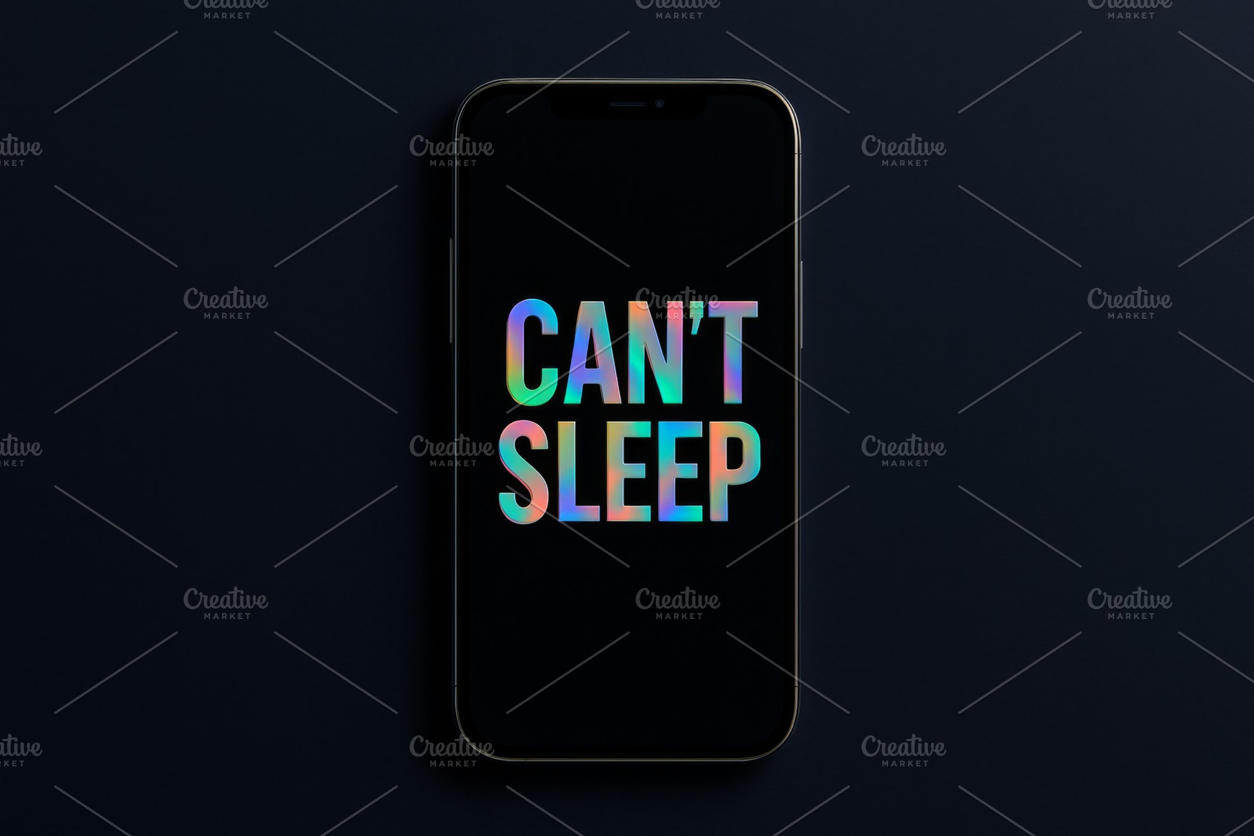 Cant sleep neon text on smartphone s, a Photo by Dvoevnore photos