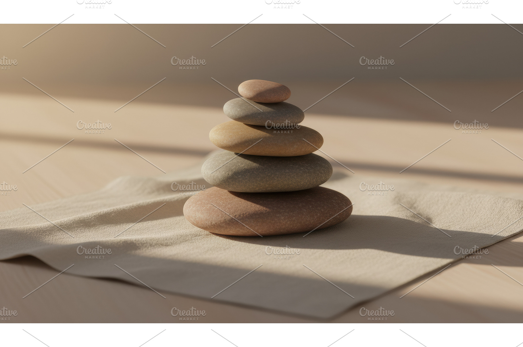 Stacked river stone on soft cloth, a Nature Photo by Igor Tichonow