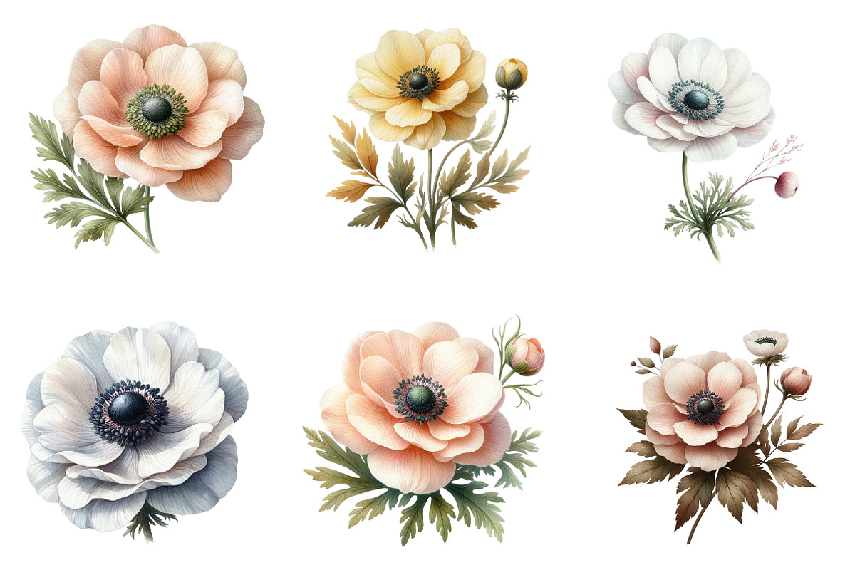 Anemone Flower Bloom Clipart, an Illustration by DreamArtGraphic (Photo 3 of 4)