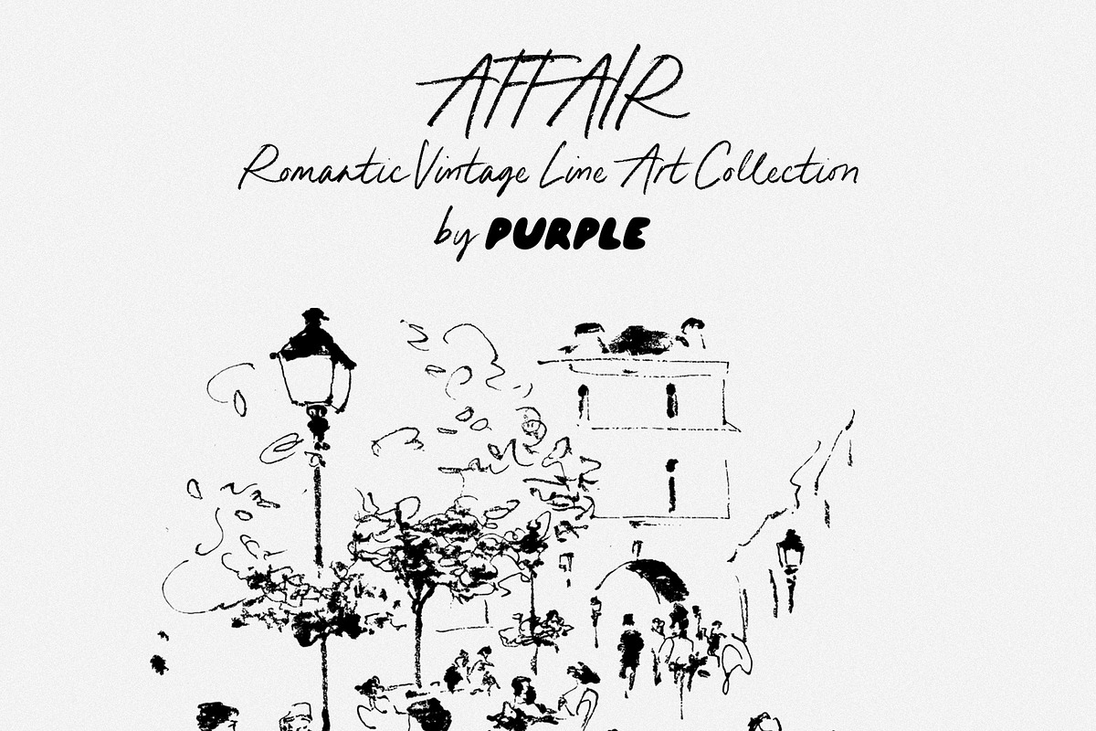 Affair: Romantic Vintage Line Art, a Decorative Illustration by Purple (Photo 13 of 13)