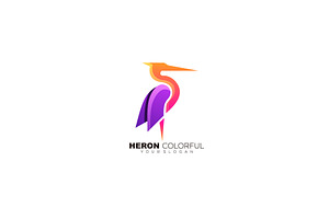 heron bird logo design colorful styl, a Branding & Logo Template by OmerStudio