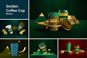 Golden Coffee Cup Mockup