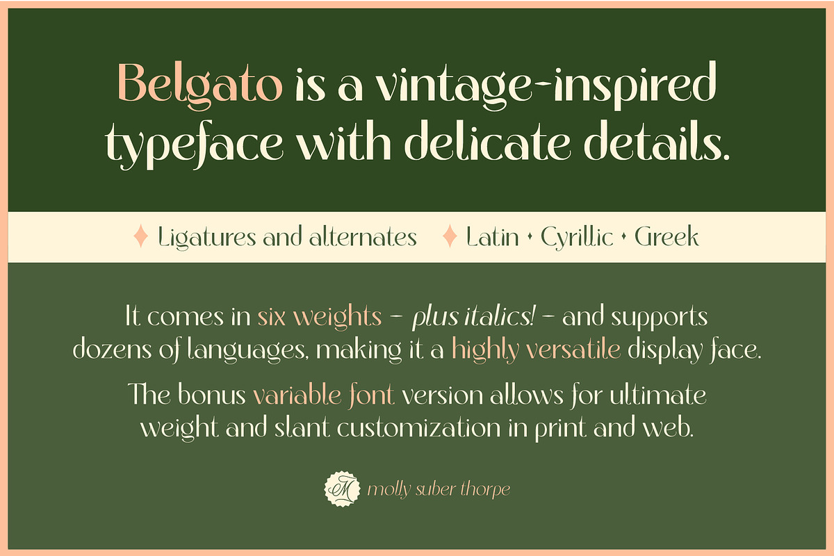 Belgato Elegant Vintage Font Family, a Serif Font by Molly Suber Thorpe (Photo 2 of 13)
