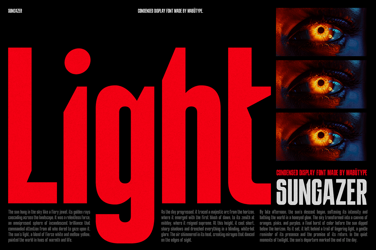 Sungazer - Display Typeface, a Font by Mabütype (Photo 7 of 7)