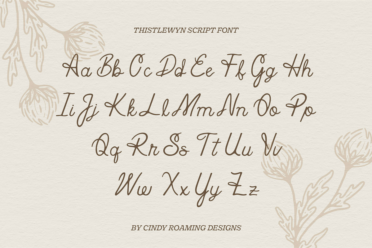 Thistlewyn by Cindy Roaming Designs, a Script Font by cindyroamingdesigns (Photo 2 of 6)