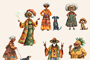 HIPPIE GRANDPARENTS CLIPART PACK, a Person Illustration by Daring Digies (Thumbnail 3 of 9)