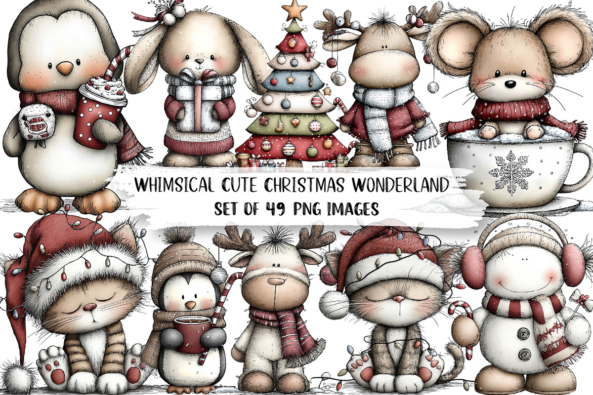 Whimsical Cute Christmas Wonderland, an Illustration by DreamPrint404 (Photo 1 of 6)