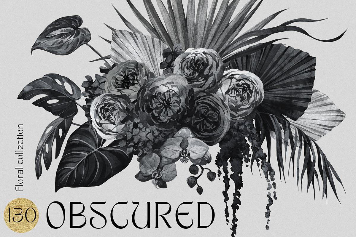 OBSCURED Black Floral collection, a Decorative Illustration by Anastezia Luneva (Photo 1 of 8)