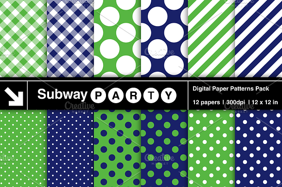 Navy Blue & Green Dots & Stripes preview 2