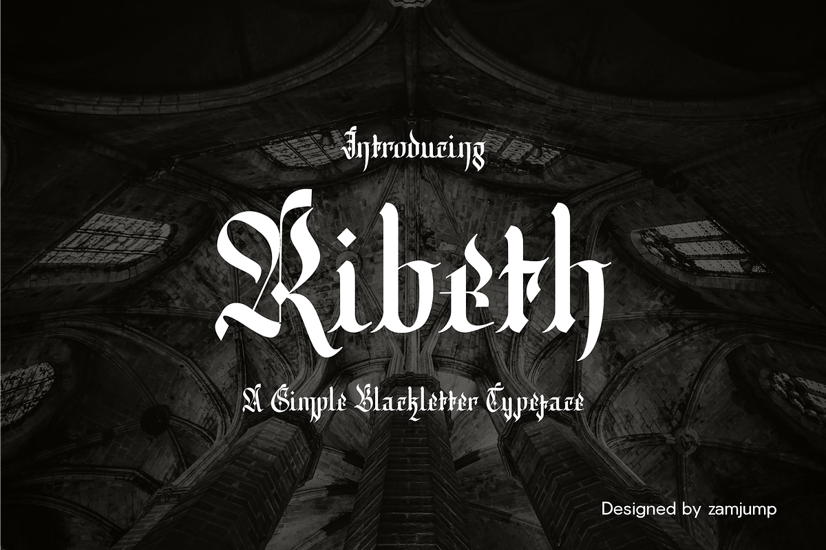 Ribeth - A Simple Blackletter Typefa, a Blackletter Font by zamjumps (Photo 1 of 9)