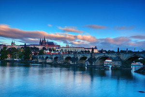 Prague castle and the charles bridge featuring prague, czech, and bridge