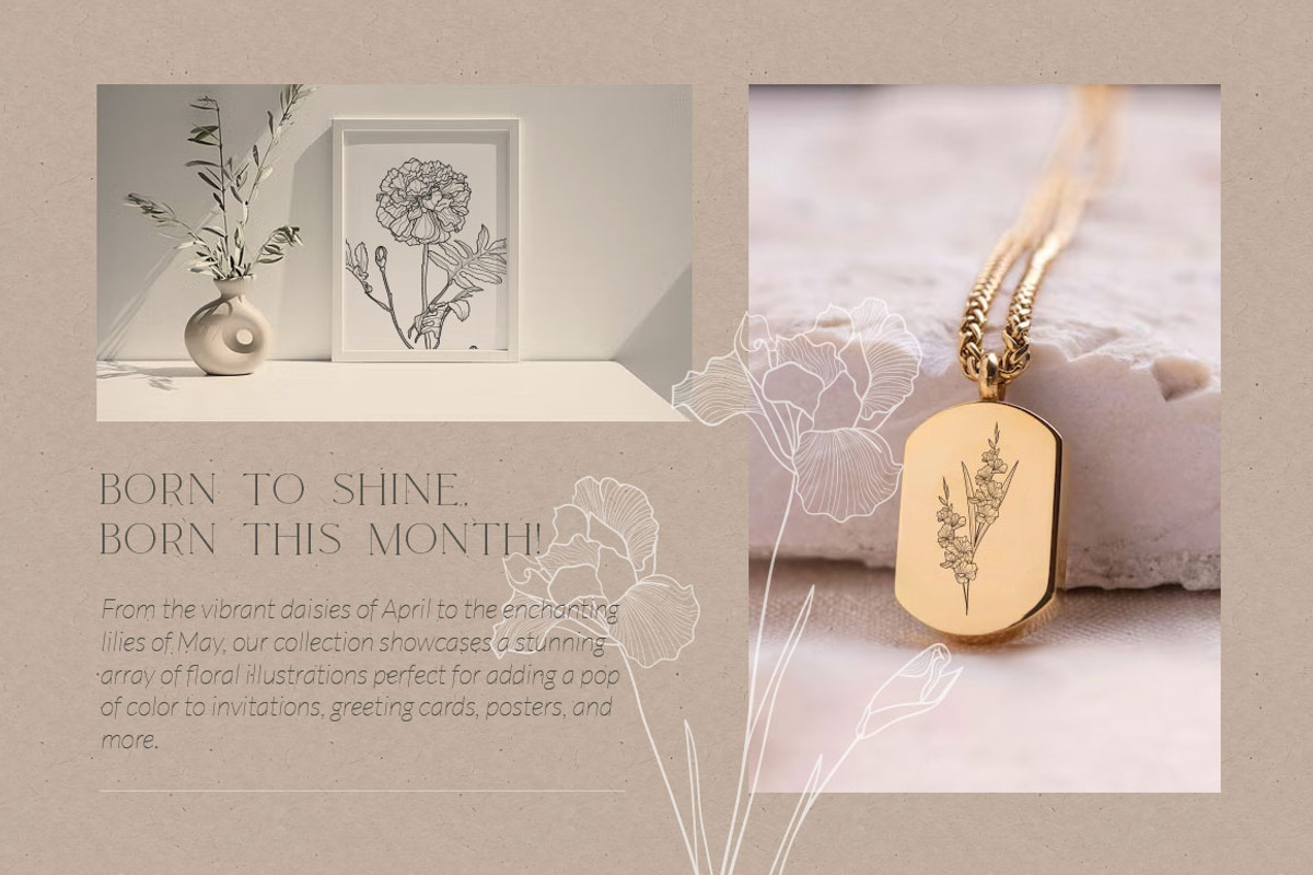 Birth Month Flowers, Botanicals, an Object Graphic by Olya Creative (Photo 2 of 8)