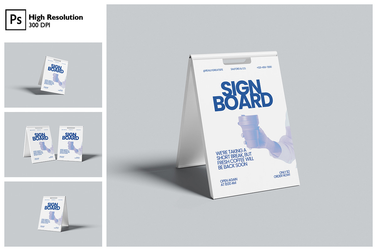 A-Frame Sign Board Mockup Set, an Advertising Mockup by Gatamotion (Photo 1 of 5)