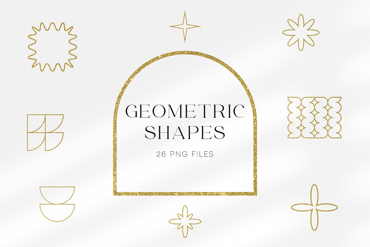 Golden glitter retro shapes, an Object Graphic by MilyArt (Photo 1 of 3)