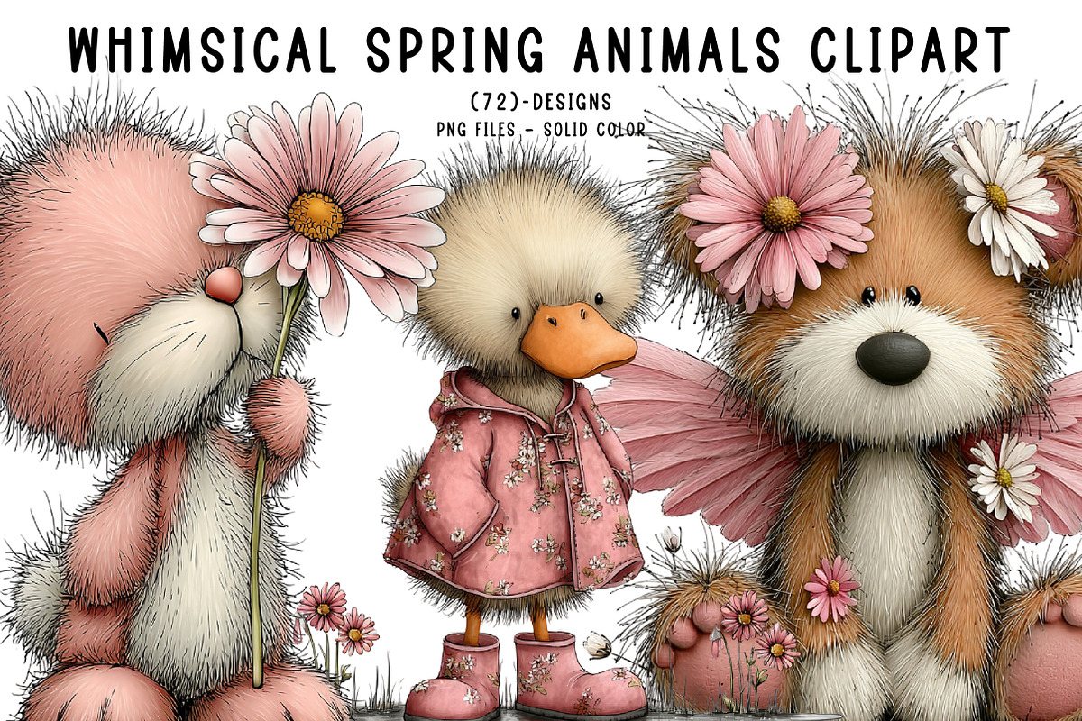 Whimsical Spring Animals Clipart, an Illustration by CreationArt (Photo 1 of 6)