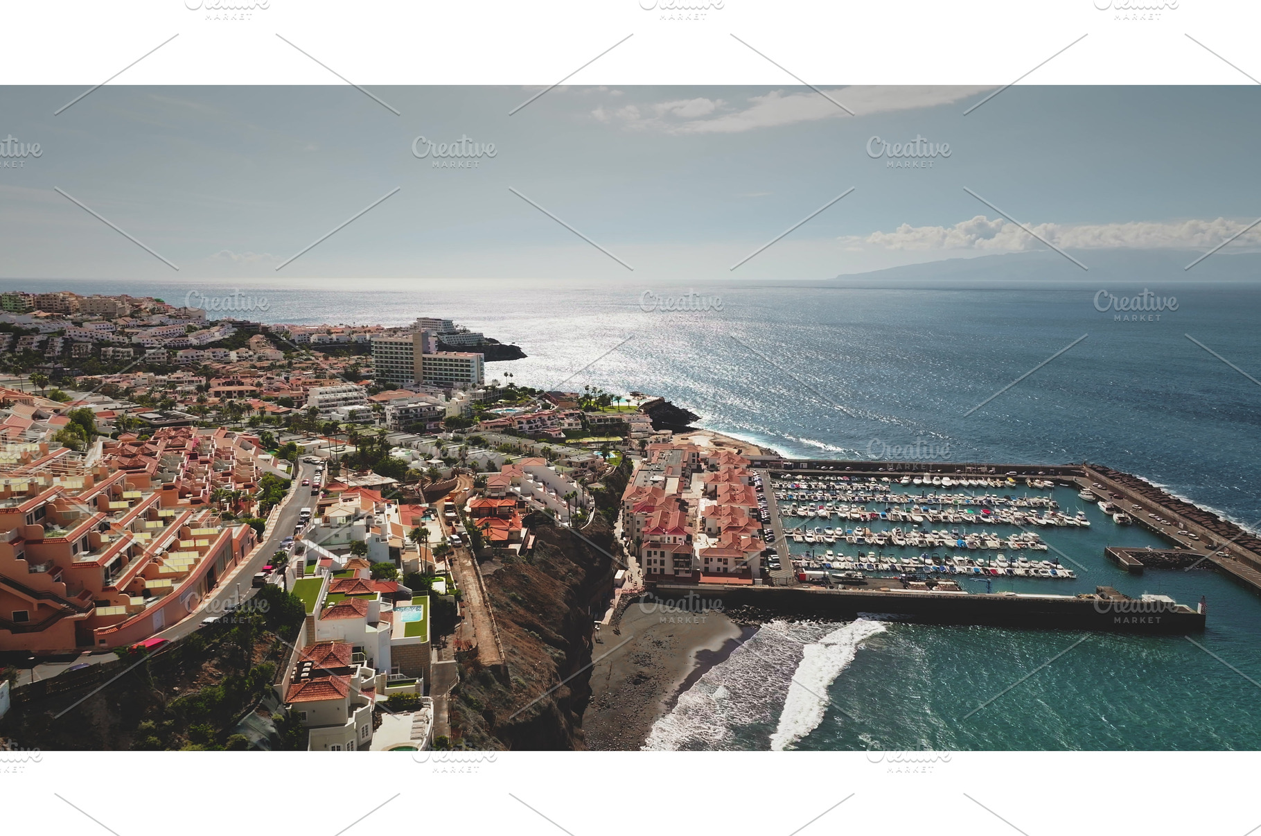 Los Gigantes marina and coastal town, an Architecture Photo by Goinyk