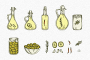 Olive Vintage Graphics Set, a Decorative Illustration by Chelovector (Thumbnail 3 of 5)